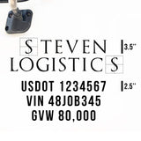 Company Truck Decal with 3 Regulation Numbers
