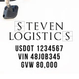 Company Name Truck Decal with Regulation Lines