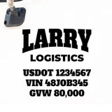Company Name Truck Decal with Regulation Lines