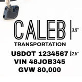 Company Truck Decal with 3 Regulation Numbers