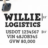 Company Truck Decal with 3 Regulation Numbers