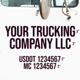Company Name 2 Line with 2 Regulation Numbers Truck Decal, Great for USDOT