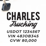 Company Name Truck Decal with Regulation Lines