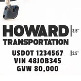 Company Truck Decal with 3 Regulation Numbers