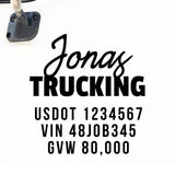 Company Name Truck Decal with Regulation Lines
