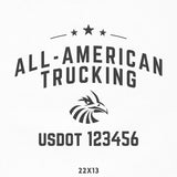 Arched Company Name with USDOT & Bald Eagle Decal