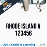 Rhode Island # 123456 Number Regulation Decal Sticker (2 Pack)