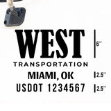 Company Truck Decal with 2 Regulation Numbers