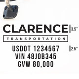 Company Truck Decal with 3 Regulation Numbers