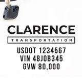 Company Name Truck Decal with Regulation Lines