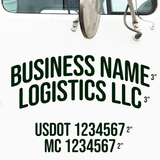 Curved Company Name 2 Line with 2 Regulation Numbers Truck Decal, USDOT