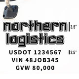 Company Truck Decal with 3 Regulation Numbers