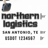 Company Truck Decal with 2 Regulation Numbers