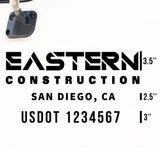 Company Truck Decal with 2 Regulation Numbers