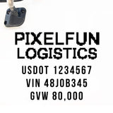 Company Name Truck Decal with Regulation Lines