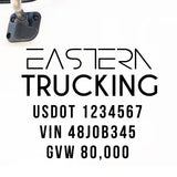Company Name Truck Decal with Regulation Lines