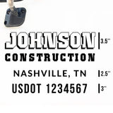 Company Truck Decal with 2 Regulation Numbers