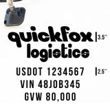 Truck Decal with 3 Regulation Numbers