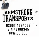 Company Truck Decal with 3 Regulation Numbers