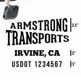 Company Truck Decal with 2 Regulation Numbers