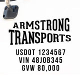 Company Name Truck Decal with Regulation Lines