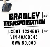 Company Truck Decal with 3 Regulation Numbers