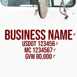 Company Name Truck Decal + 3 Regulation Lines (USDOT)