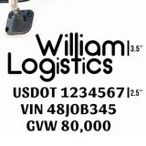 Company Truck Decal with 3 Regulation Numbers