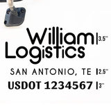 Company Truck Decal with 2 Regulation Numbers