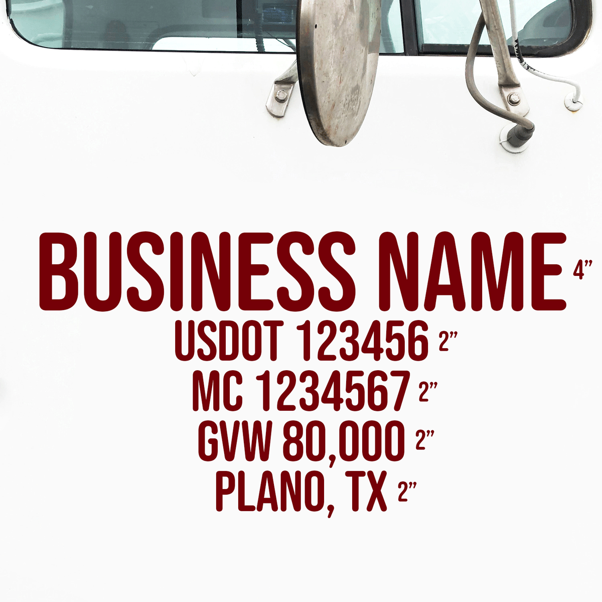 Company Name Truck Decal + 5 Regulation Lines (USDOT) – Truck Door Decals