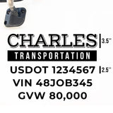 Company Truck Decal with 3 Regulation Numbers