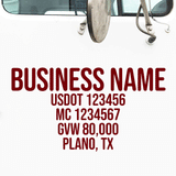 Company Name Truck Decal with Regulation Lines
