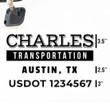 Company Truck Decal with 2 Regulation Numbers (USDOT)