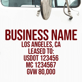 Company Name Truck Decal with Regulation Lines