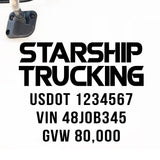 Company Name Truck Decal with Regulation Lines