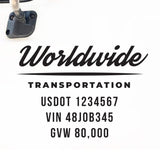 Company Name Truck Decal with Regulation Lines