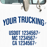 Company Name Line Truck Decal + 3 Regulation Lines (USDOT, MC, GVW)