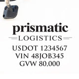 Company Name Truck Decal with Regulation Lines
