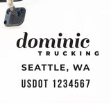 Company Name Truck Decal with Regulation Lines