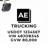 Company Name Truck Decal with Regulation Lines