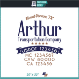 Company Name, Truck Door Decal, Location, USDOT, MC, CA, GVW