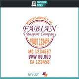 Company Name, Truck Door Decal, Location, USDOT, MC, CA, GVW