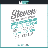 Company Name, Truck Door Decal, Location, USDOT, MC, CA, GVW
