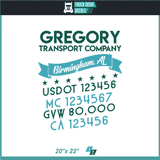Company Name, Truck Door Decal, Location, USDOT, MC, CA, GVW