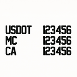 usdot, mc, ca number decal stickers