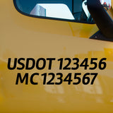 usdot mc 2 line truck door decal
