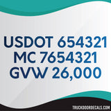 usdot mc gvw lettering metallic decal