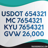 usdot mc kyu gvw metallic lettering
