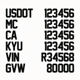 usdot mc ca kyu vin gvw truck decals