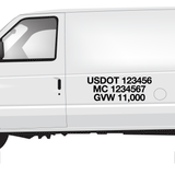 van usdot mc gvw lettering decal
